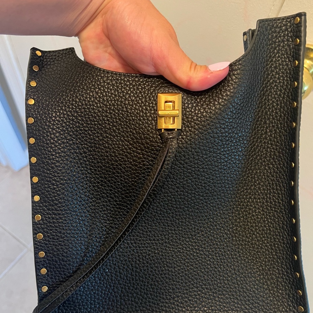 Rebecca Minkoff Black and Gold Crossbody Bag with Studded Detail